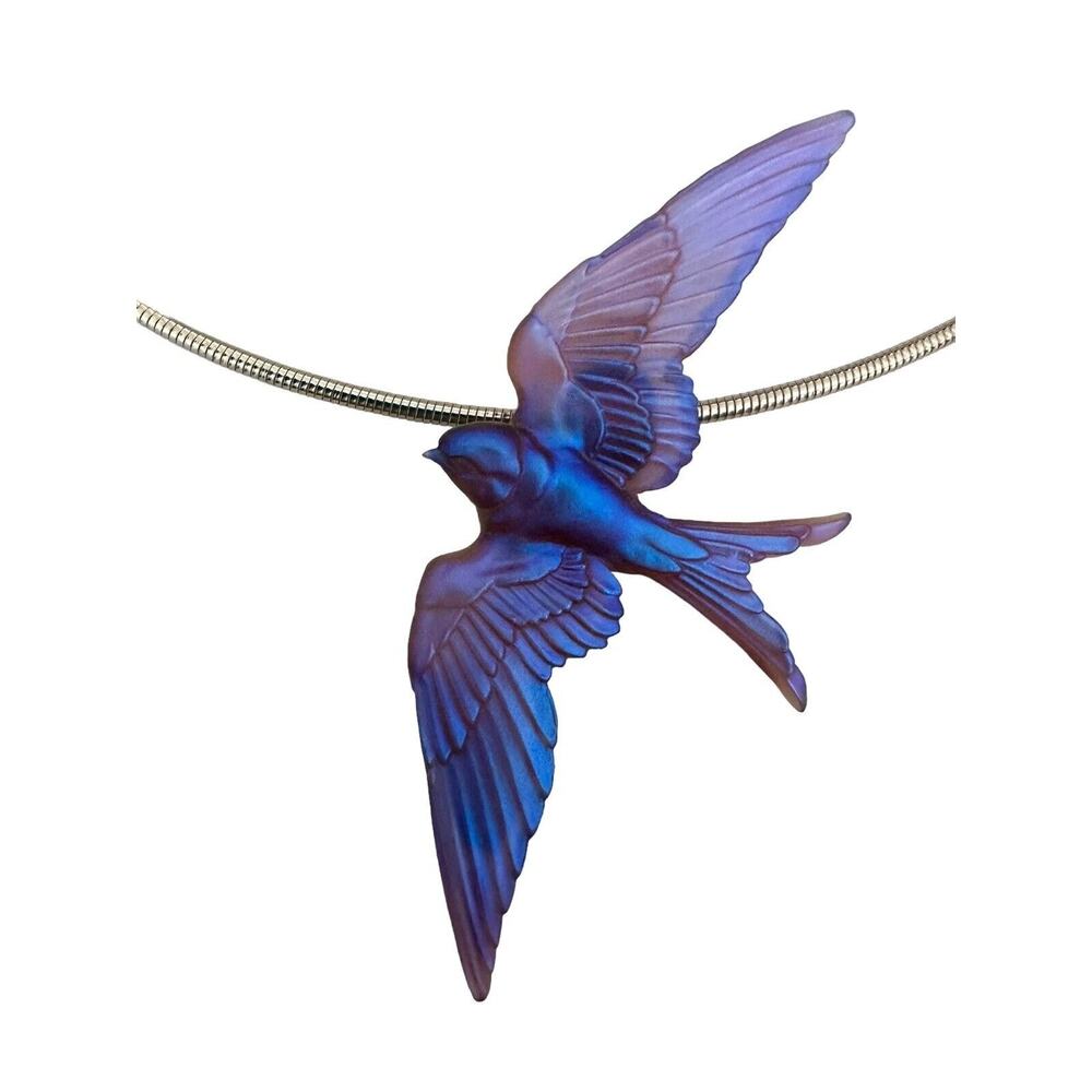 Bluebird Pâte De Verre Glass Pendant Gregory Burgard New Limited Edition Signed - Picture 6 of 16
